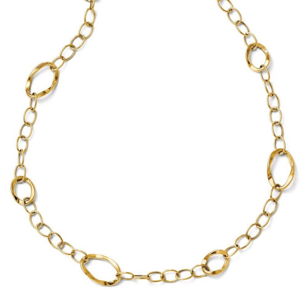 14k Yellow Gold Italian 10mm Open Link Necklace, 16-18 Inch